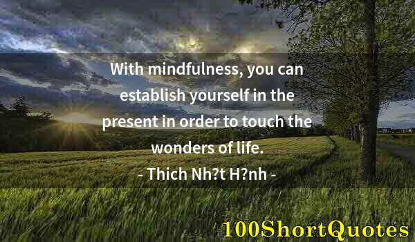 Quote by Albert Einstein: With mindfulness, you can establish yourself in the present in order to touch the wonders of life.