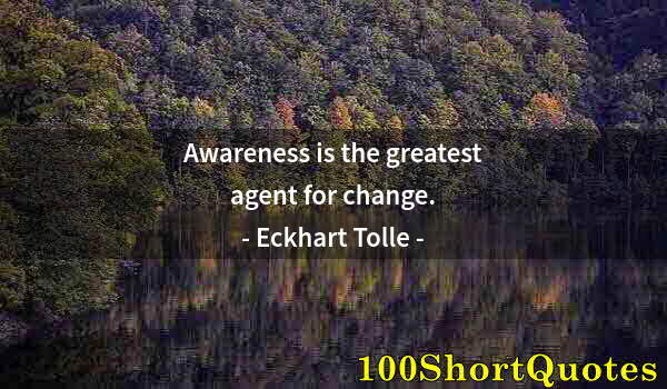 Quote by Albert Einstein: Awareness is the greatest agent for change.