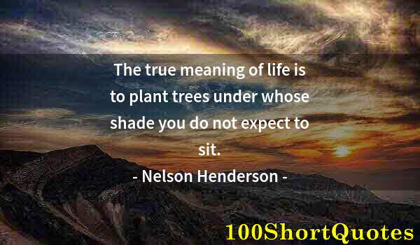 Quote by Albert Einstein: The true meaning of life is to plant trees under whose shade you do not expect to sit.