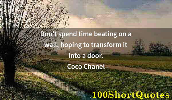 Quote by Albert Einstein: Don’t spend time beating on a wall, hoping to transform it into a door.