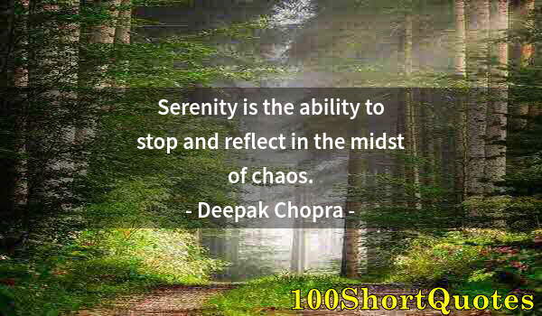 Quote by Albert Einstein: Serenity is the ability to stop and reflect in the midst of chaos.