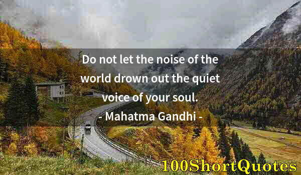 Quote by Albert Einstein: Do not let the noise of the world drown out the quiet voice of your soul.