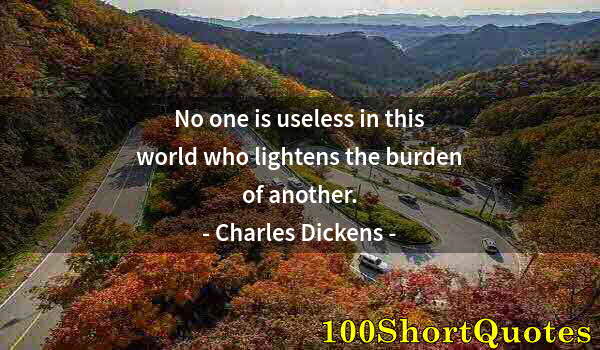 Quote by Albert Einstein: No one is useless in this world who lightens the burden of another.