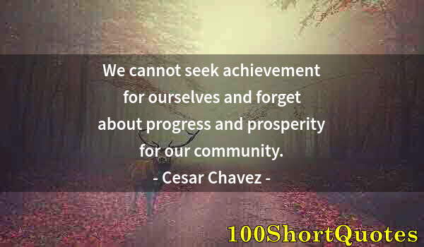 Quote by Albert Einstein: We cannot seek achievement for ourselves and forget about progress and prosperity for our community.