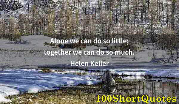 Quote by Albert Einstein: Alone we can do so little; together we can do so much.