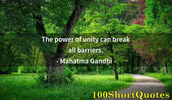 Quote by Albert Einstein: The power of unity can break all barriers.