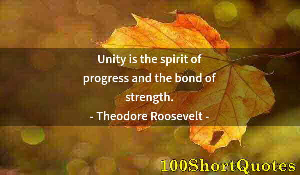 Quote by Albert Einstein: Unity is the spirit of progress and the bond of strength.