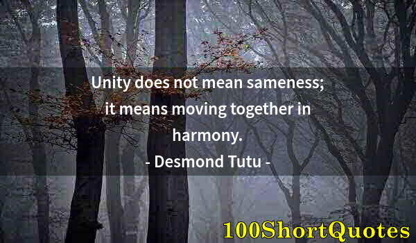 Quote by Albert Einstein: Unity does not mean sameness; it means moving together in harmony.