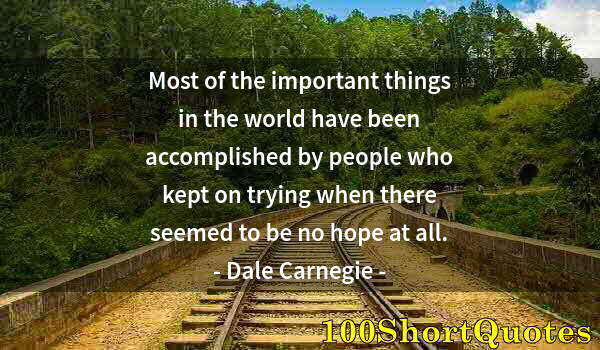 Quote by Albert Einstein: Most of the important things in the world have been accomplished by people who kept on trying when t...