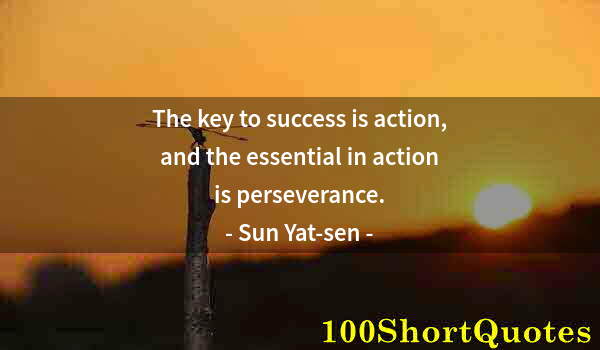 Quote by Albert Einstein: The key to success is action, and the essential in action is perseverance.