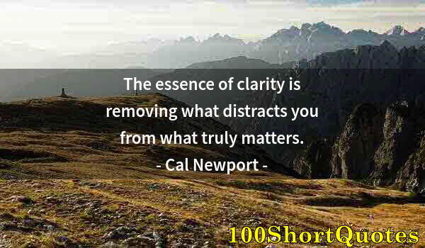 Quote by Albert Einstein: The essence of clarity is removing what distracts you from what truly matters.