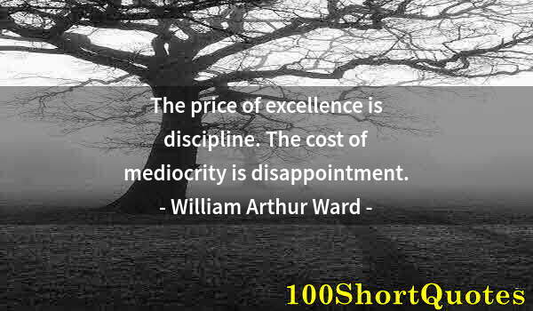 Quote by Albert Einstein: The price of excellence is discipline. The cost of mediocrity is disappointment.