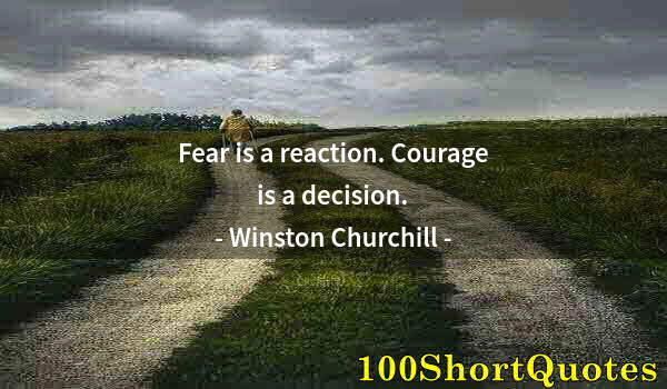 Quote by Albert Einstein: Fear is a reaction. Courage is a decision.