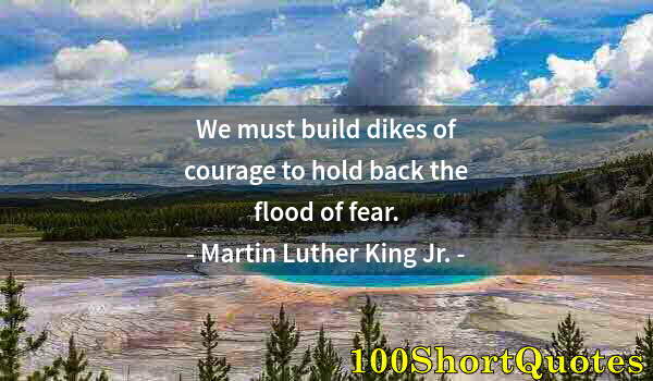 Quote by Albert Einstein: We must build dikes of courage to hold back the flood of fear.