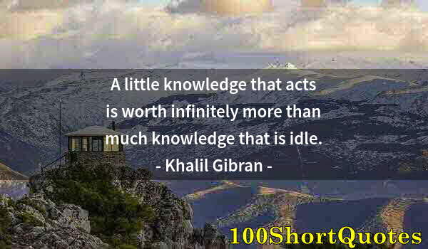 Quote by Albert Einstein: A little knowledge that acts is worth infinitely more than much knowledge that is idle.