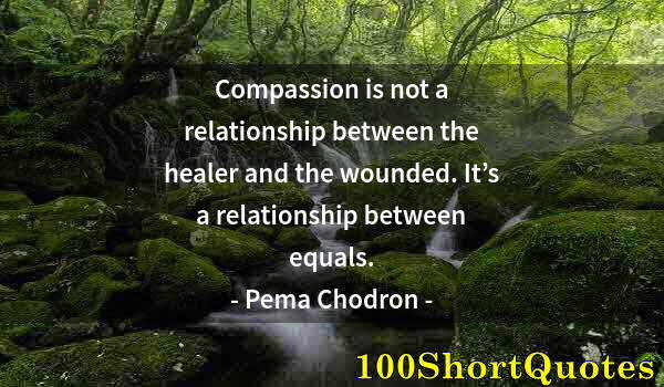 Quote by Albert Einstein: Compassion is not a relationship between the healer and the wounded. It’s a relationship between equ...