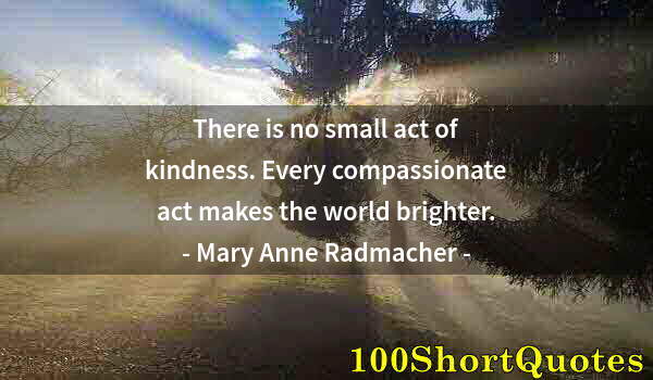 Quote by Albert Einstein: There is no small act of kindness. Every compassionate act makes the world brighter.