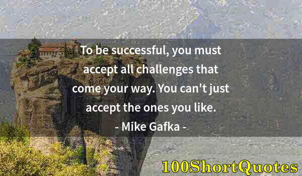 Quote by Albert Einstein: To be successful, you must accept all challenges that come your way. You can't just accept the ones ...