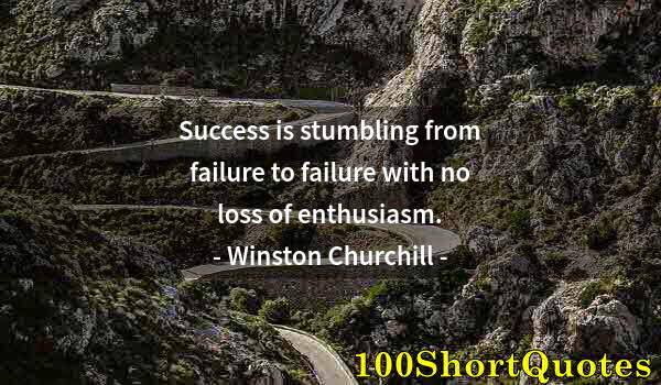 Quote by Albert Einstein: Success is stumbling from failure to failure with no loss of enthusiasm.