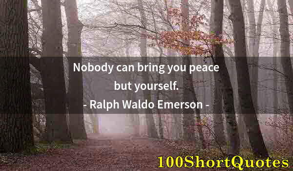 Quote by Albert Einstein: Nobody can bring you peace but yourself.