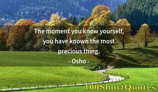 Quote by Albert Einstein: The moment you know yourself, you have known the most precious thing.