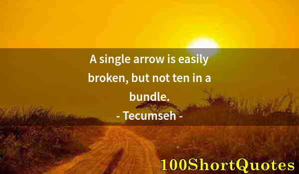 Quote by Albert Einstein: A single arrow is easily broken, but not ten in a bundle.