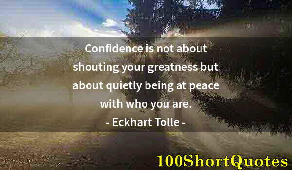 Quote by Albert Einstein: Confidence is not about shouting your greatness but about quietly being at peace with who you are.