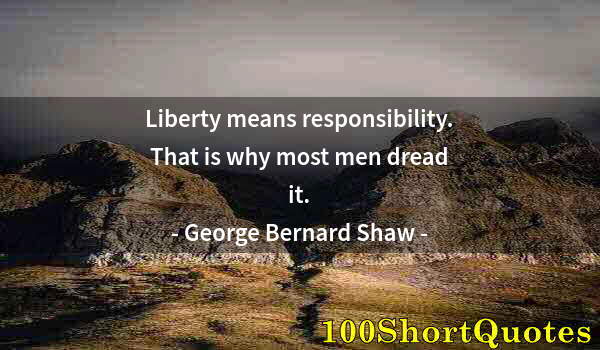 Quote by Albert Einstein: Liberty means responsibility. That is why most men dread it.