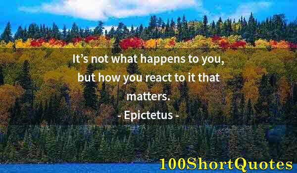 Quote by Albert Einstein: It’s not what happens to you, but how you react to it that matters.