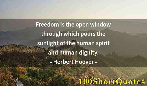 Quote by Albert Einstein: Freedom is the open window through which pours the sunlight of the human spirit and human dignity.