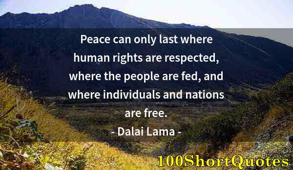 Quote by Albert Einstein: Peace can only last where human rights are respected, where the people are fed, and where individual...