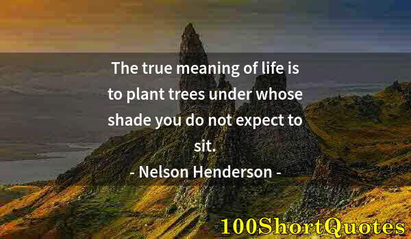 Quote by Albert Einstein: The true meaning of life is to plant trees under whose shade you do not expect to sit.