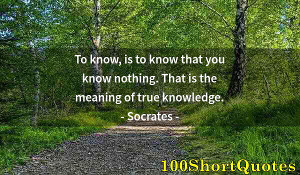 Quote by Albert Einstein: To know, is to know that you know nothing. That is the meaning of true knowledge.