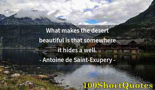 Quote by Albert Einstein: What makes the desert beautiful is that somewhere it hides a well.