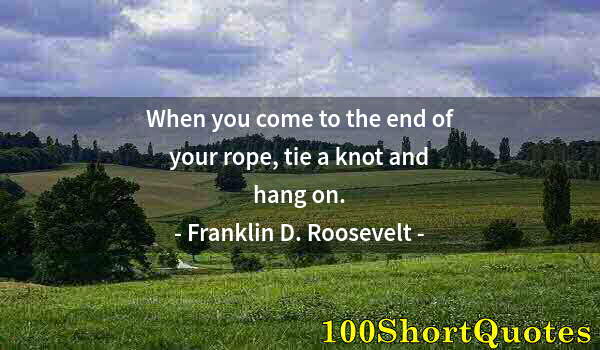 Quote by Albert Einstein: When you come to the end of your rope, tie a knot and hang on.