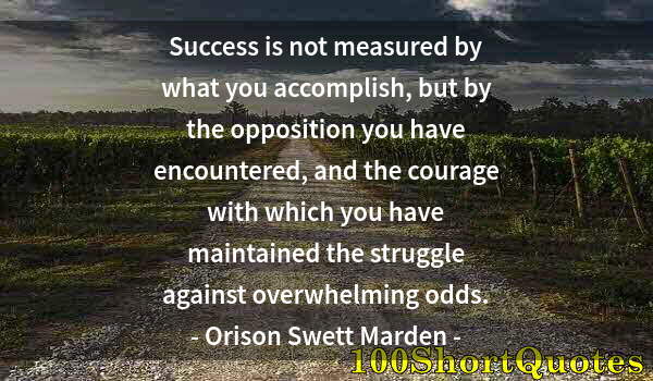 Quote by Albert Einstein: Success is not measured by what you accomplish, but by the opposition you have encountered, and the ...