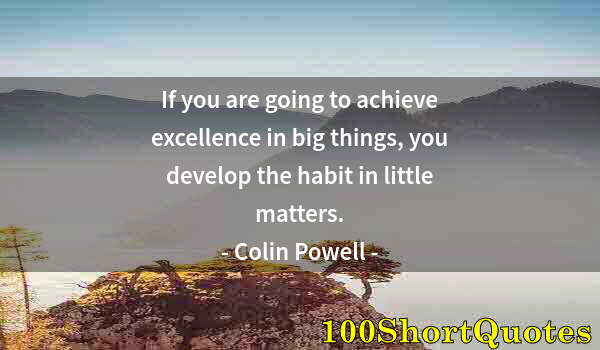 Quote by Albert Einstein: If you are going to achieve excellence in big things, you develop the habit in little matters.