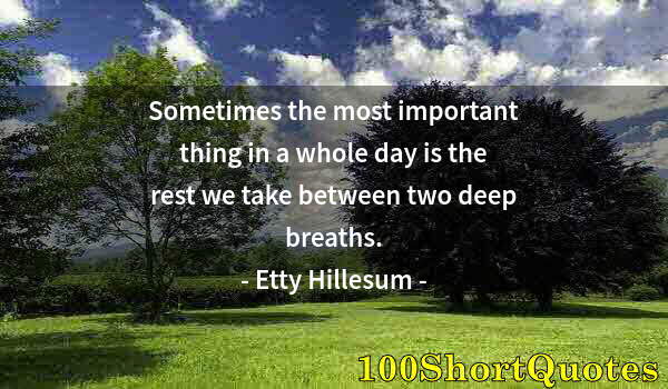 Quote by Albert Einstein: Sometimes the most important thing in a whole day is the rest we take between two deep breaths.