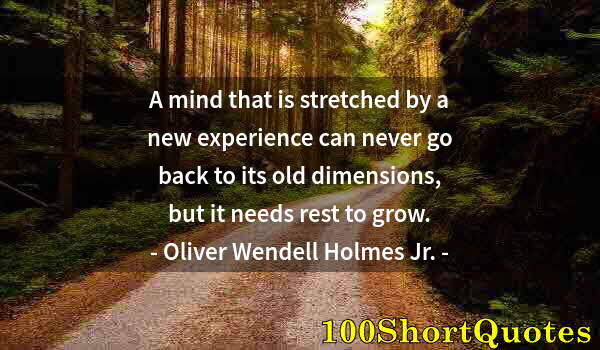 Quote by Albert Einstein: A mind that is stretched by a new experience can never go back to its old dimensions, but it needs r...