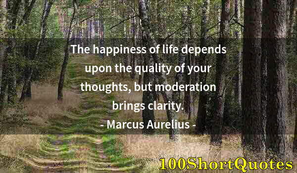 Quote by Albert Einstein: The happiness of life depends upon the quality of your thoughts, but moderation brings clarity.