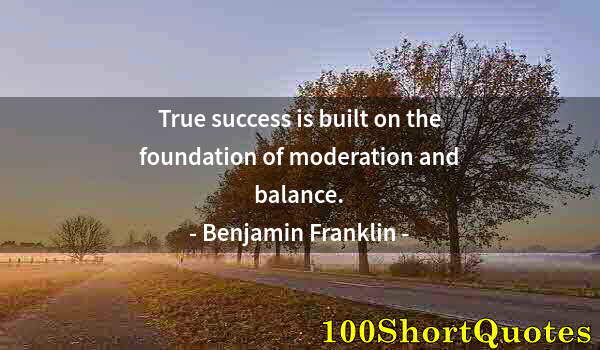 Quote by Albert Einstein: True success is built on the foundation of moderation and balance.