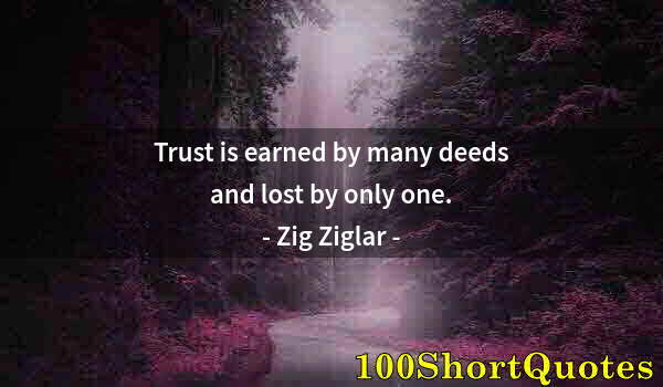 Quote by Albert Einstein: Trust is earned by many deeds and lost by only one.