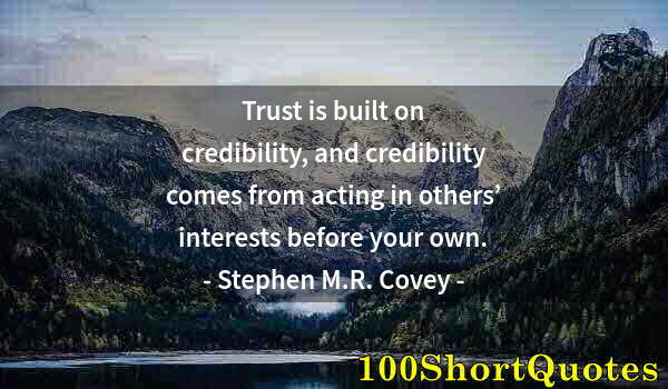 Quote by Albert Einstein: Trust is built on credibility, and credibility comes from acting in others’ interests before your ow...