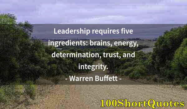 Quote by Albert Einstein: Leadership requires five ingredients: brains, energy, determination, trust, and integrity.