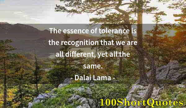 Quote by Albert Einstein: The essence of tolerance is the recognition that we are all different, yet all the same.