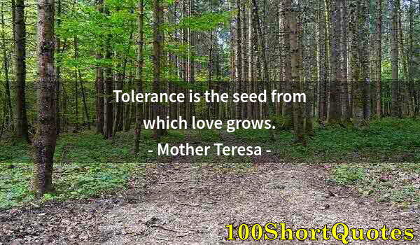 Quote by Albert Einstein: Tolerance is the seed from which love grows.