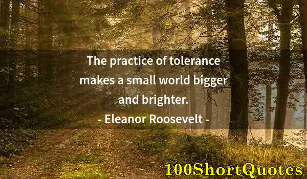 Quote by Albert Einstein: The practice of tolerance makes a small world bigger and brighter.