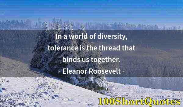 Quote by Albert Einstein: In a world of diversity, tolerance is the thread that binds us together.