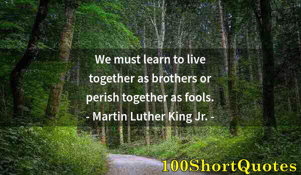 Quote by Albert Einstein: We must learn to live together as brothers or perish together as fools.