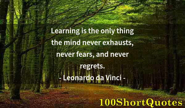 Quote by Albert Einstein: Learning is the only thing the mind never exhausts, never fears, and never regrets.